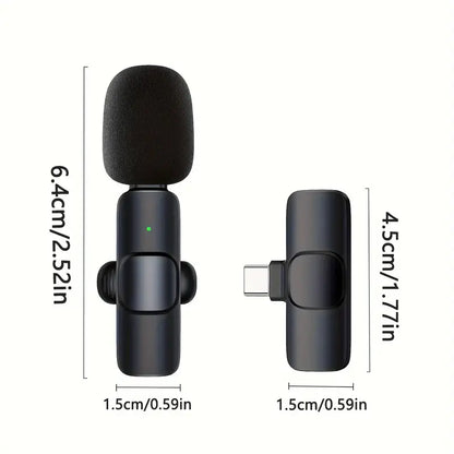 Clip-On, Kouzone Professional Wireless Microphone - USB-C, Plug & Play, Noise Reduction, 360° Omnidirectional Sound for Live Streaming, Vlogging, Interview