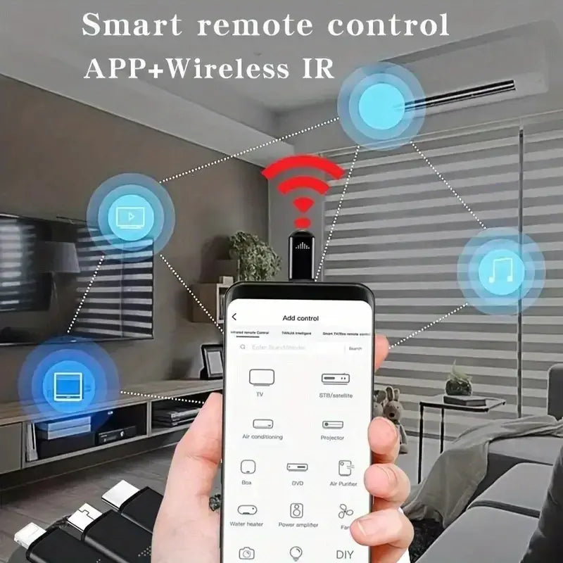 Smart Infrared Remote Control Adapter, USB OTG Wireless IR Blaster, Data Transmission Compatible, 0-5W Power Range, Plastic Material, No Battery Required