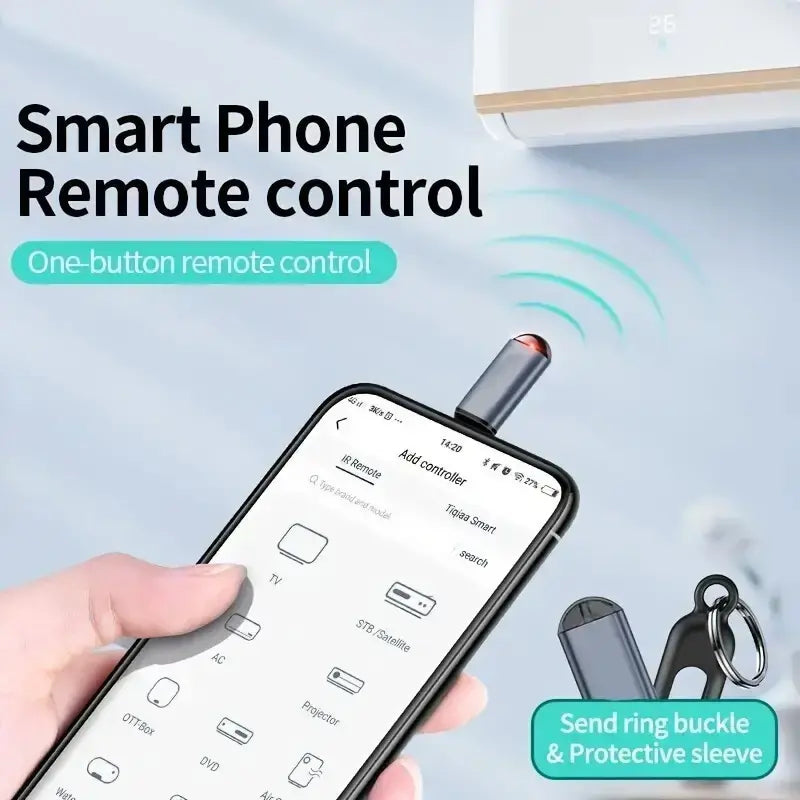 Smart Infrared Remote Control Adapter, USB OTG Wireless IR Blaster, Data Transmission Compatible, 0-5W Power Range, Plastic Material, No Battery Required