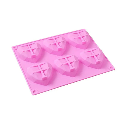 1pc/2pcs 3D Diamond Heart Silicone Mold for Chocolate