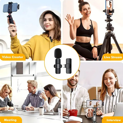 Clip-On, Kouzone Professional Wireless Microphone - USB-C, Plug & Play, Noise Reduction, 360° Omnidirectional Sound for Live Streaming, Vlogging, Interview